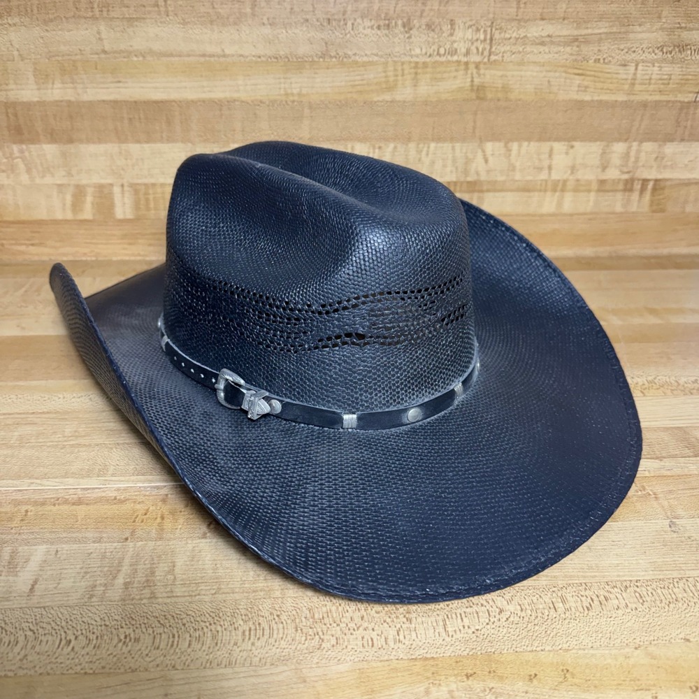 Bullhide by Montecarlo Black 20-X Straw Western Cowboy Hat Studded Band